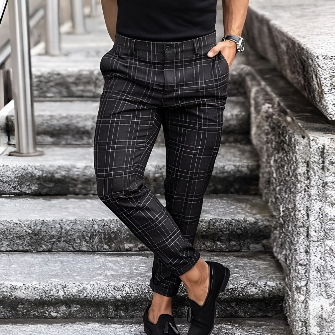 NICOLAS | Elegante heren broek met ruitjespatroon slim fit