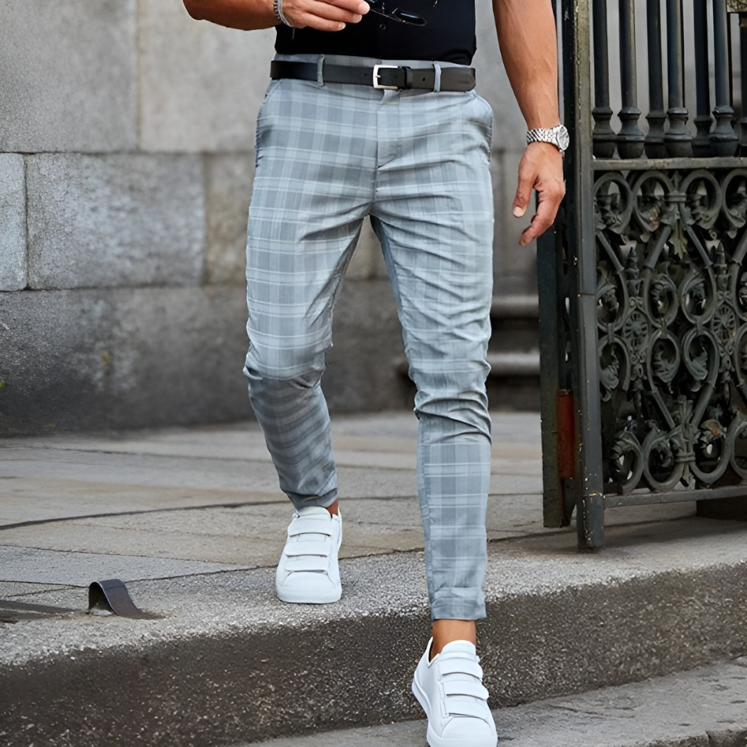 NICOLAS | Elegante heren broek met ruitjespatroon slim fit