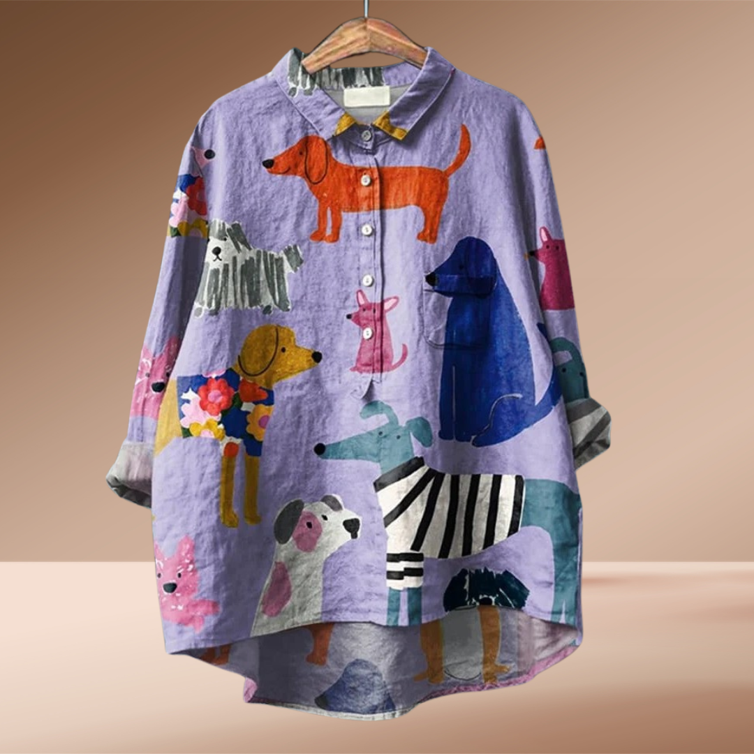 ELISA | Exclusieve Damesblouse met Hondenprint