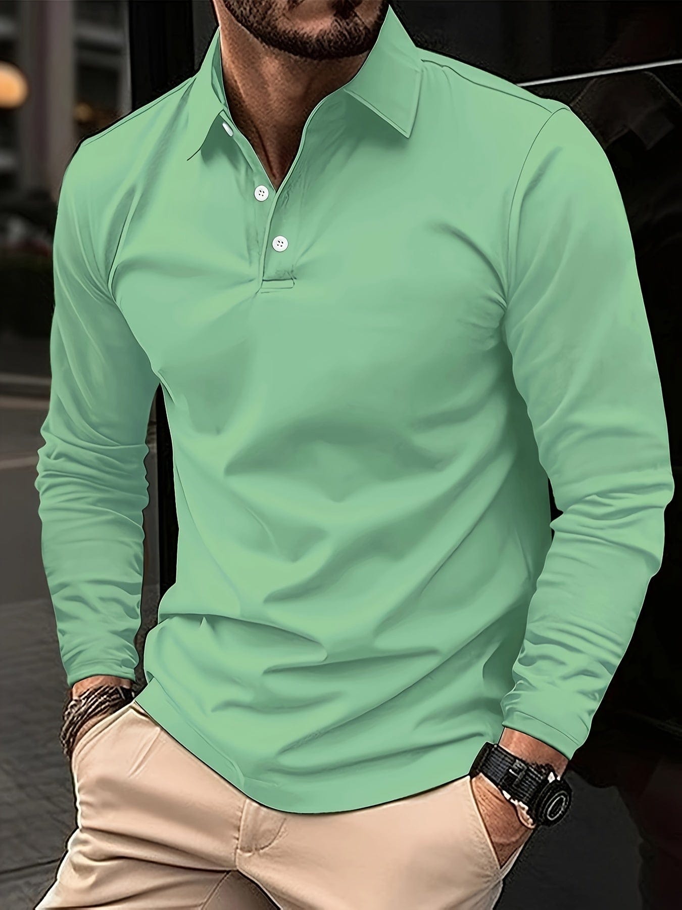 OLIVIER｜Poloshirt met lange mouwen