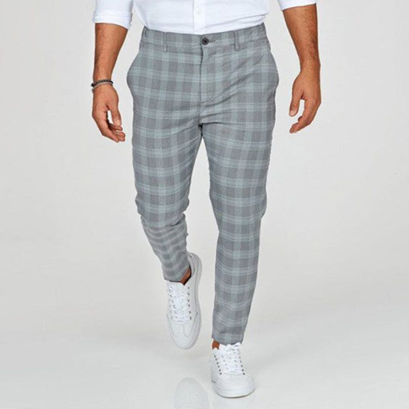 NICOLAS | Elegante heren broek met ruitjespatroon slim fit
